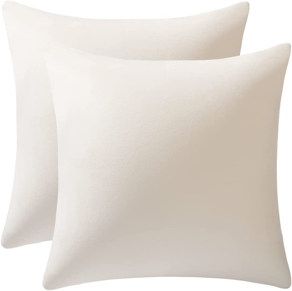 Pillow Covers 24x24 Cream: 2 Pack Cozy Soft Velvet Square Throw Pillow Cases for Farmhouse Home Decor - Cream 24 x 24-Inch