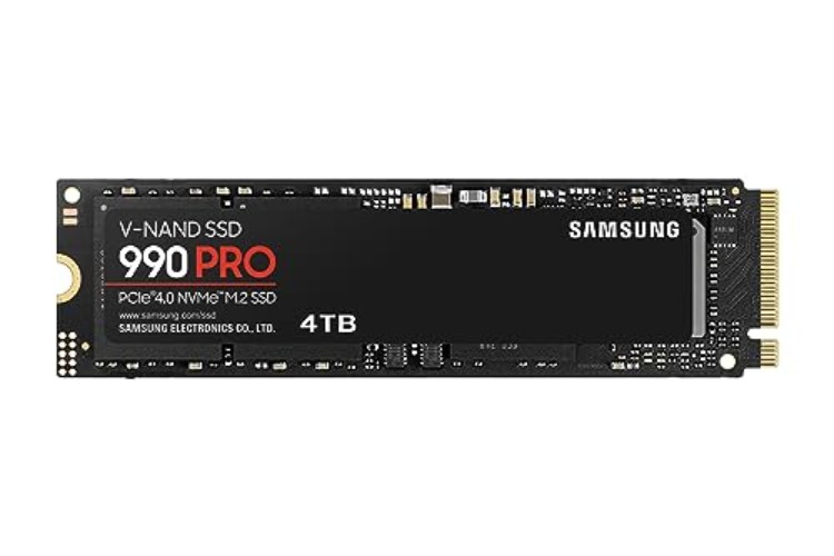 SAMSUNG 990 PRO SSD 4TB PCIe 4.0 M.2 2280 Internal Solid State Hard Drive, Seq. Read Speeds Up to 7,450 MB/s for High End Computing, Gaming, and Heavy Duty Workstations, MZ-V9P4T0B/AM - 990 PRO - 4TB