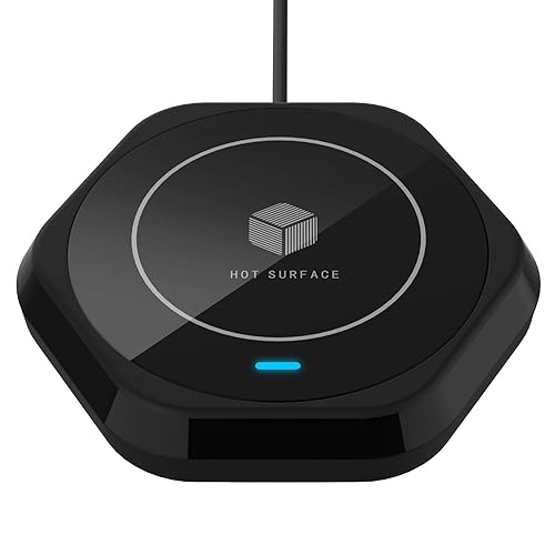 Coffee Mug Warmer: Smart Beverage Heating Plate Candle Wax Cup Warmer Electric Thermostat Coaster for Hot Coffee Milk Tea Water Cocoa Desk Home Office Use (R1 Black) - R1