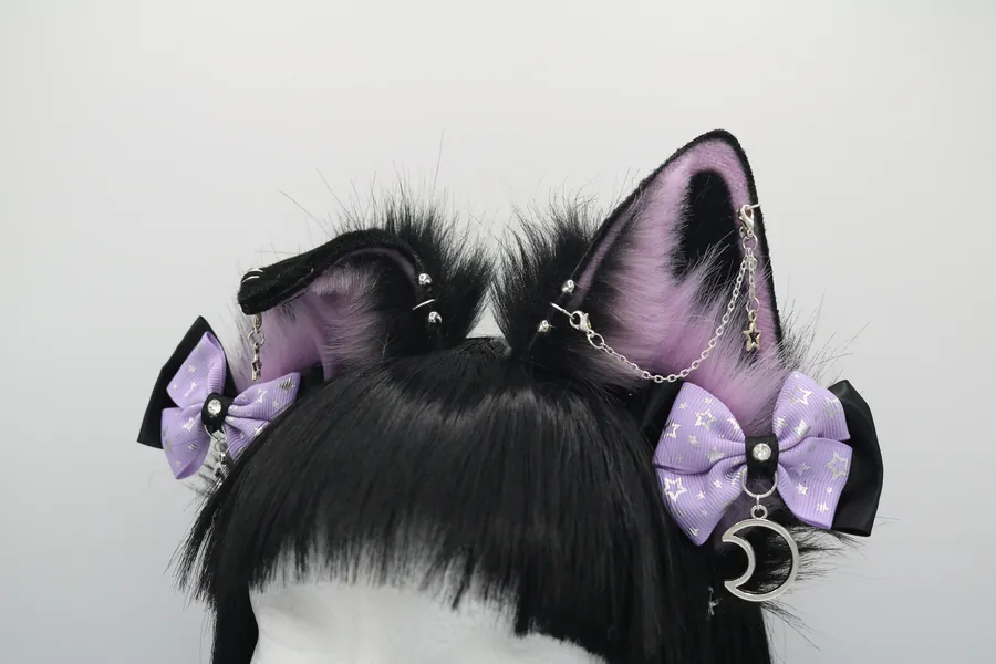 Lunar Goth Puppy Dog Ears - Dog Ears Headband, Neko Cat Ears, Faux Fur Realistic Puppy Dog Ears, Cosplay Anime Ears, Petplay Puppy MTO