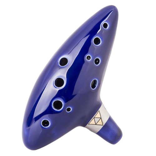 Vktech Legend of Zelda Ocarina of Time Triforce Link 12 Hole Alto C Mediant Tone Ocarina Zelda Cosplay Ceramic Replica - BLUE