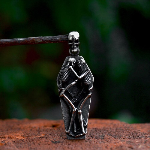 Neo-Gothic Double Skull Coffin Pendant - B style