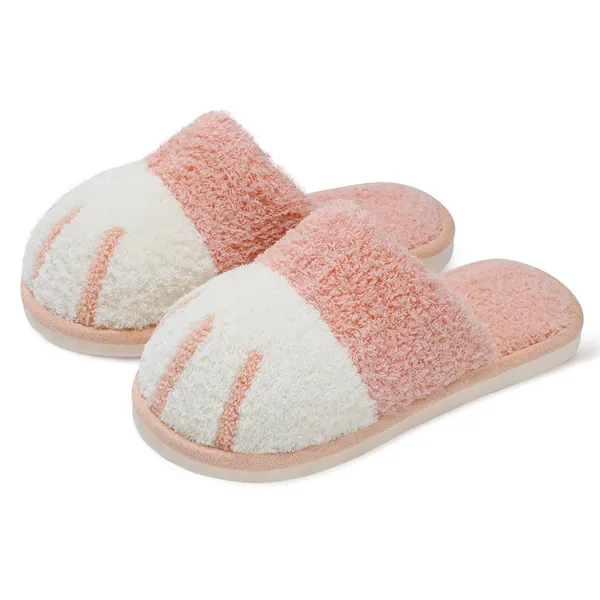 SINNO Cute Animal Slippers for Women, Winter Warm Memory Foam House Slippers, Soft Cozy Booties Non-Slip Slip-on Shoes for Girls Indoor Outdoor Shoes ,Creative Gifts for Women Girls Girlfriend - Pink 9-10 Women/7-8 Men