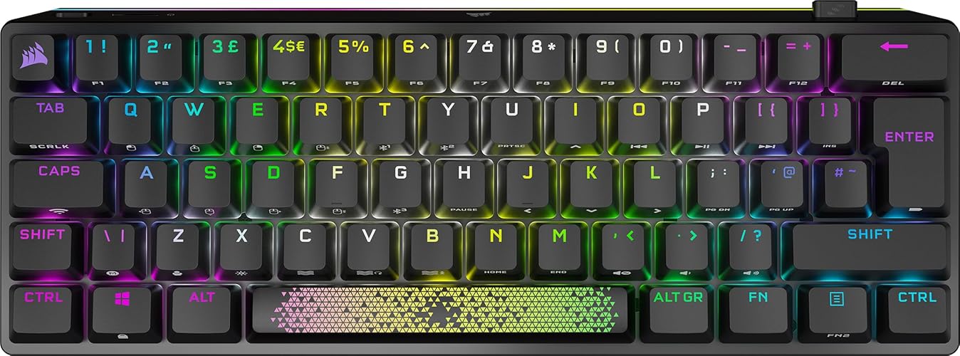 CORSAIR K70 PRO MINI WIRELESS RGB 60% Mechanical Gaming Keyboard – Swappable CHERRY MX RED Switches – PBT Double-Shot Keycaps – iCUE Compatible – PC, Mac, PS5, PS4, Xbox – QWERTY UK – Black - Corsair OPX Optical Switches - 60% - Black