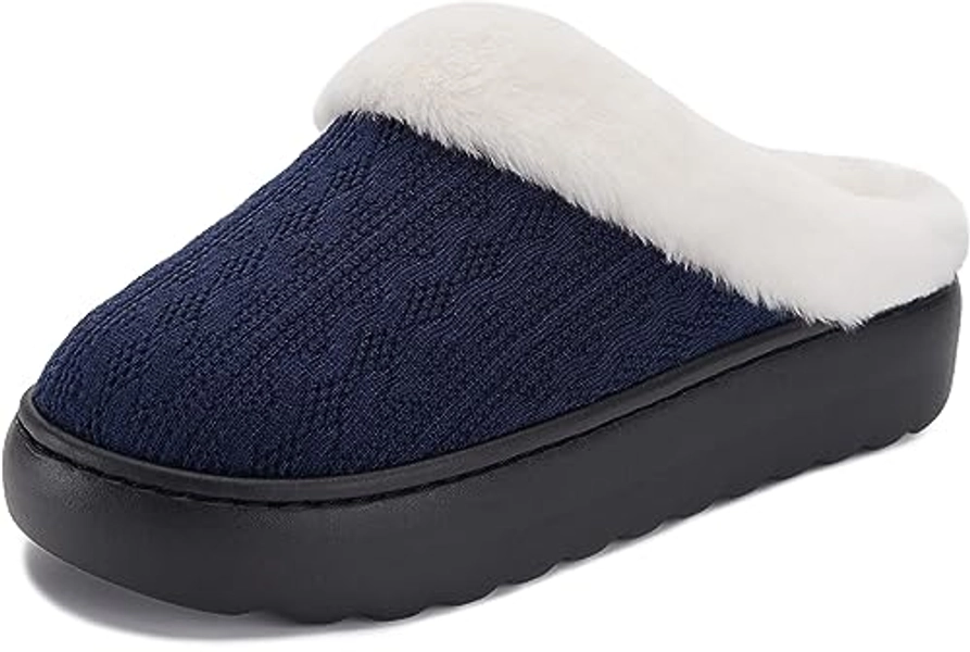 BRONAX Pillow Warm Fuzzy House Slippers for Women with Cushioned Thick Sole
