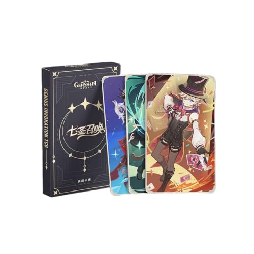 Hanaiette Genshin Impact Genius Invocation TCG Würfel HD komplettes Set von Tarotkarten (32 Stück), LZH-1188 - Rot, 27 Stã¼ck.