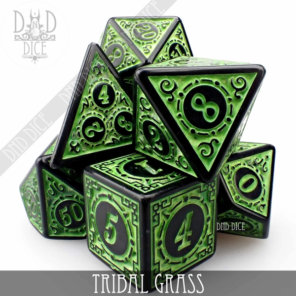 Tribal Gras Polyeder Würfel Set | Dungeons und Drachen