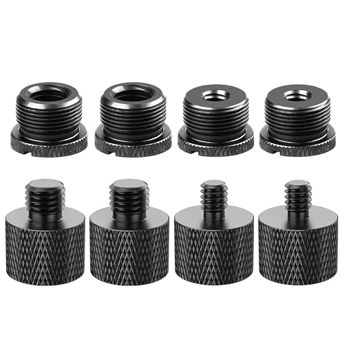 IXTECH Mic Stand Adapter Set 8 pieces Metal Microphone Stand Screw Thread Adapter 5/8 Female to 3/8 Male 3/8 Female to 5/8 Male 5/8 Female to 1/4 Male 1/4 Female to 5/8 Male Tripod Adapter - Adapter - Black