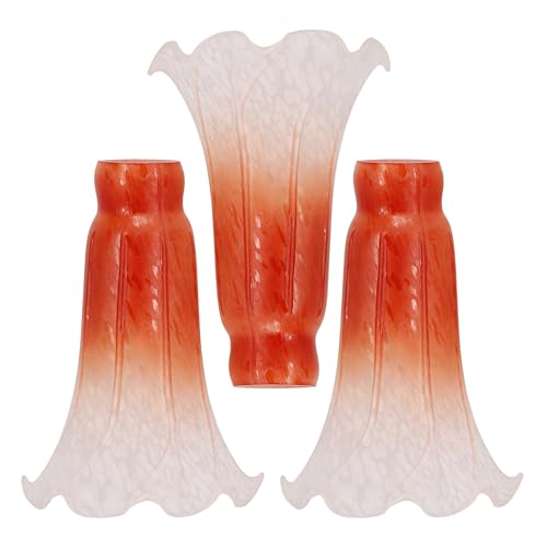 ANYONGLU Lily Lampshade Only 3 Pack Orange Tulip Flower Glass Lamp Shade Replacement Tiffany Style Lily Table Floor Lampshade Replacement - Orange