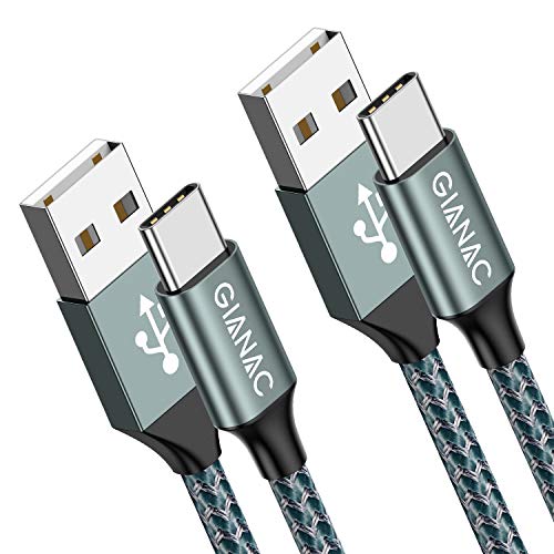 GIANAC USB C Kabel, [2 Stück 2m] 3.1A ladekabel USB C Nylon Schnellladung und Synchronisierungskabel USB C für Samsung S10/S9/S8te 10te 9, Huawei P30/P20/Mate 20, Sony Xperia, Smartphone - 2pack 2m