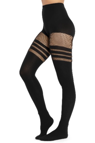 Sporty Stripes Hosiery | ONESIZE / Black