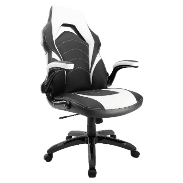 STAPLES Bonded Leather Gaming Chair, Black and White (55172)