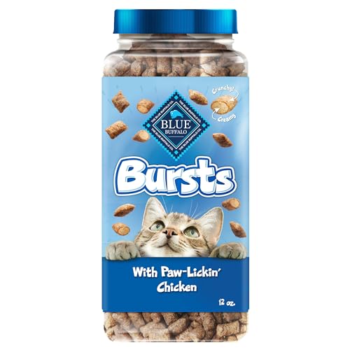 Blue Buffalo Bursts Crunchy & Creamy Cat Treats, Great for Training, Paw-Lickin' Chicken, 12-oz. Tub - Chicken - 12 Ounce (Pack of 1)