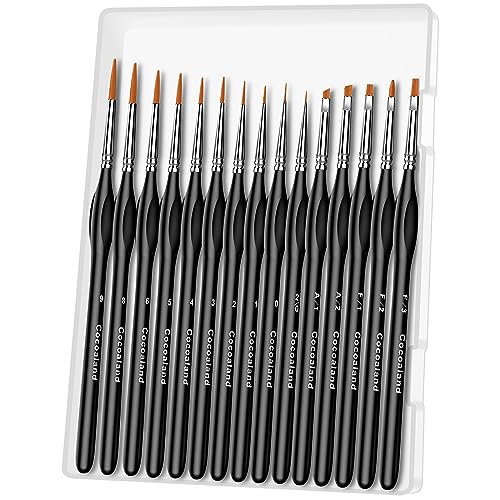 Miniature Paint Brushes,15Pcs Small Fine Tip Paintbrushes, Micro Detail Paint Brush Set, Triangular Grip Handles Art Brushes Perfect for Acrylic, Watercolor, Oil, Craft, Models, Warhammer 40k(Black) - Black - 1