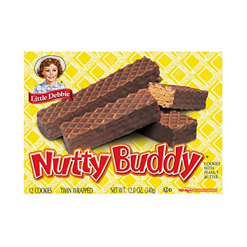 Little Debbie Nutty Buddy Chocolate Fudge & Peanut Butter Wafer Bars, 2 Bars per Package - 2.1, Oz 50.4 Ounce (Pack of 24) - Peanut Butter - 2.1 Ounce (Pack of 24)
