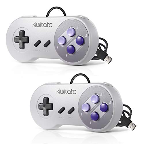 2X Classic SNES USB Controller, kiwitatá Retro SNES Remote Wired USB Super Joypad Gamepad Controller for Windows PC Mac Raspberry Pi