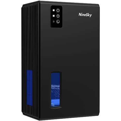 NineSky Dehumidifier for Home, 95 OZ Water Tank, (800 sq.ft) Dehumidifiers for Bathroom, Bedroom with Auto Shut Off, 7 Colors LED Light (Black) - Black