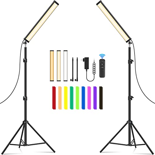 2 Pack LED Video Light Wand Stick Kit, Unicucp 2300-7800K 30W Photography Lighting with 79" Tripod Stand for Photography Studio/Video Fill Light/Collection Portrait/Game Live Streaming, Remote Control - 2Pcs Bi-Color Led Video Stick