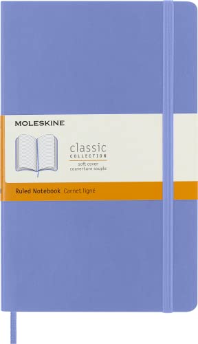 Moleskine Classic Notebook, Soft Cover, Large (5" x 8.25") Ruled/Lined, Hydrangea Blue, 240 Pages