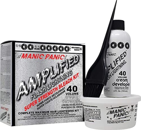 MANIC PANIC Flash Lightning Hair Bleach Kit - 40 Volume Developer + Bleach Powder Hair Lightener For Dark Hair + Lifting up to Seven Levels - Vegan And Cruelty Free - B002GENWU8 - 1 Count (Pack of 1)