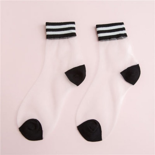 Fashion transparent socks yc23085 | one size / black(Three pairs)