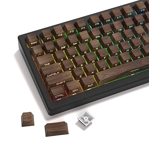 XVX PBT Keycaps - Side Print Keycaps, Shine Through Custom Key caps 75 Percent, Retro Keycap Set Dye Sub & Double Shot, 136 Keys Cherry Profile Keyboard Keycap for Mechanical Keyboard, Walnut Textures - Walnut Textures