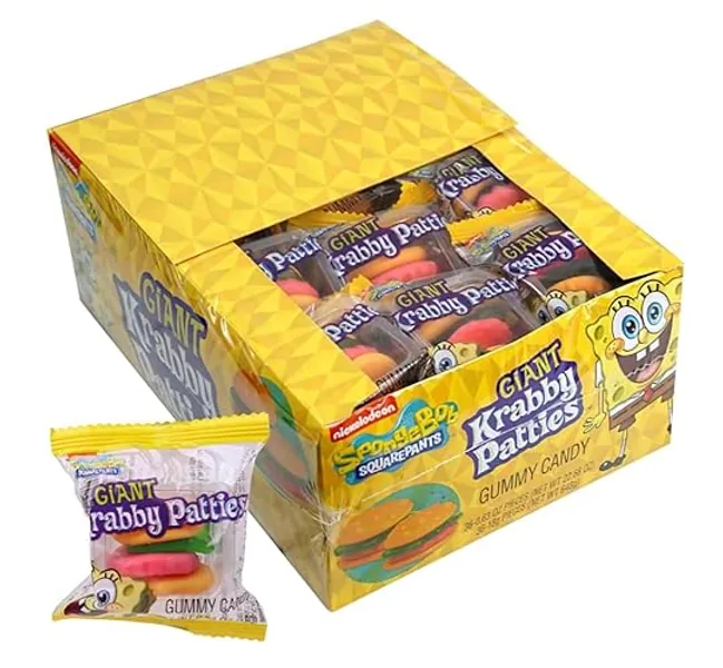 Spongebob Squarepants Giant Krabby Patties Gummy Candy (Pack of 36)