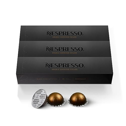 Nespresso Capsules Vertuo, Double Espresso Chiaro, Medium Roast Espresso Coffee, 30-Count Coffee Pods, Brews 2.7oz - Chiaro - 30 Count (Pack of 1)