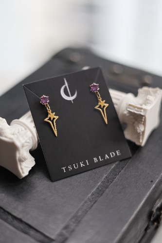 Bejeweled Star Dangle Studs | Gold / Purple