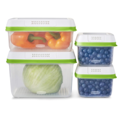 Rubbermaid FreshWorks Produce Saver, Medium and Large Storage Containers, 8-Piece Set, Clear - Set of 4, Med & Lg Produce Saver