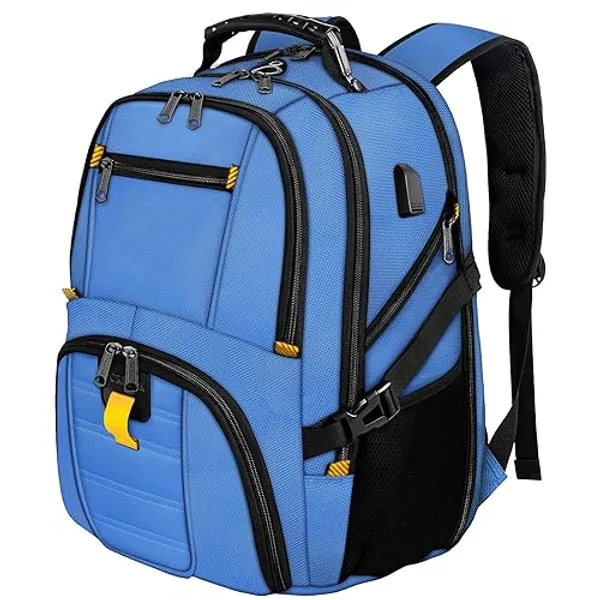 YOREPEK Travel Backpack, Extra Large 50L Laptop Backpacks for Men Women, Water Resistant College Backpack Airline Approved Business Work Bag with USB Charging Port Fits 17 Inch Computers, Cobalt Blue - 17 inch - Cobalt Blue