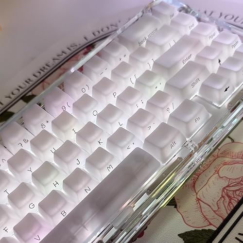 Sumgsn 130 Keys OEM Profile Shine Through White Keycaps Set Translucent Keycaps Compatible with 61/64/87/104/108 Cherry Mx Switches Mechanical Keyboard