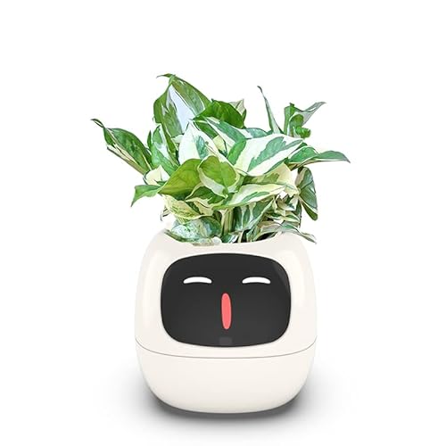 Smart Flowerpots,Smart Pet Planter,Ai Planter,Intelligent Flowerpots,Multiple Expressions,7 Smart Sensors, and Ai Chips Make Raising Plants Easy and Fun for Living Room,Bedside,Plant-free(White) - White