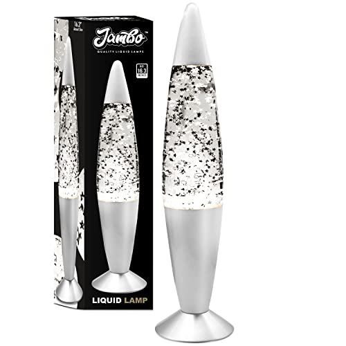 Jambo 16-Inch Beautiful Liquid Lamp- Silver Star Glitter Lamp, Entertaining for Adults and Kids, Perfect Holiday Gift - Silver Star Glitter - 16"