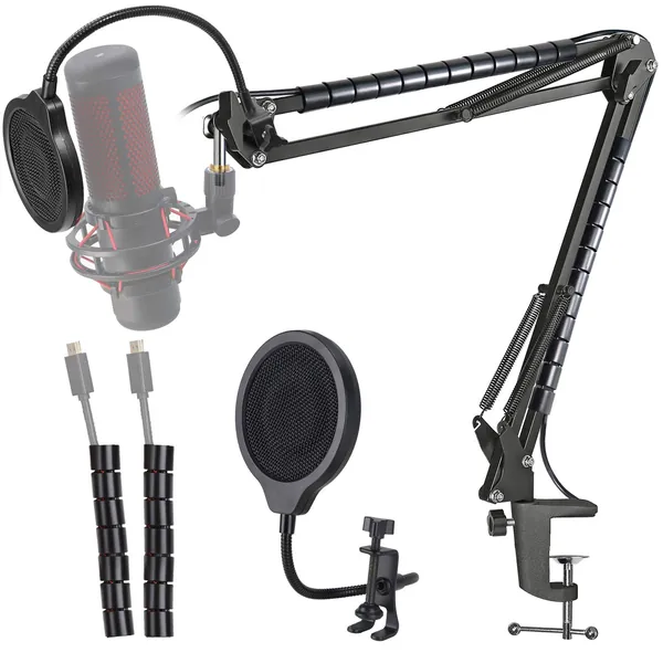HyperX QuadCast Mic Boom Arm with Windscreen - Suspension Mic Stand and 3 Layers Pop Filter Compatible with HyperX QuadCast S to Improve Sound Quality by YOUSHARES