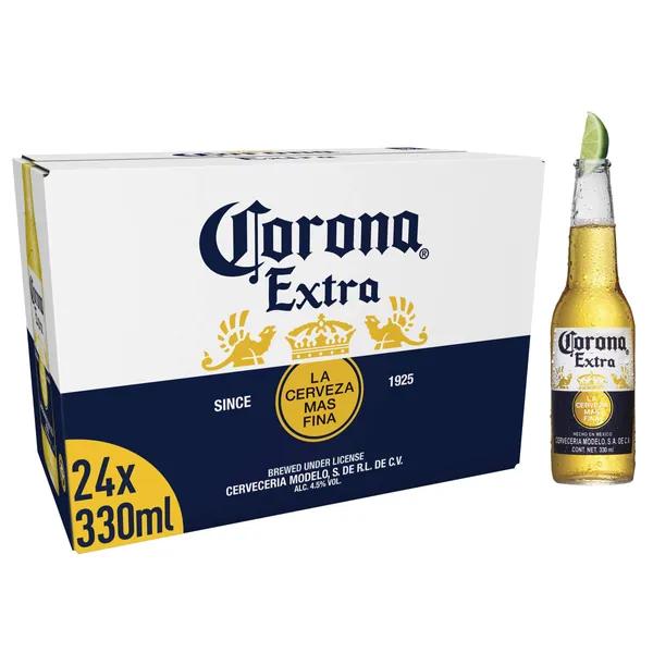 Corona Extra Lager Beer Bottle, 24 x 330ml