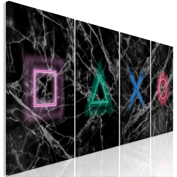 murando Canvas Wall Art for gamers 160x60 cm / 63"x24" 4 pcs Non-woven Canvas Print Framed Wall Art work Picture Photo Home Decoration - black grey i-A-0140-b-i