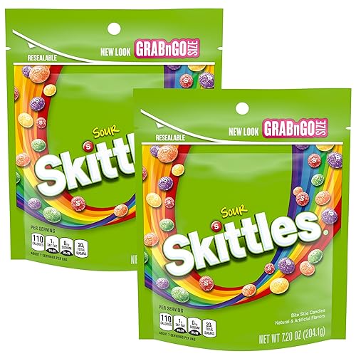 The Hampton SourSkittles Bite Size Candies, 7.2 Ounce Bag (Pack of 2), Grab N Go - Sour - 7.20 Ounce (Pack of 2)