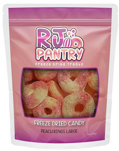 Freeze Dried Peach Rings Candy Large 7oz bag (Peach Rings) Gummy Crunch Peach Ring - Peach Rings