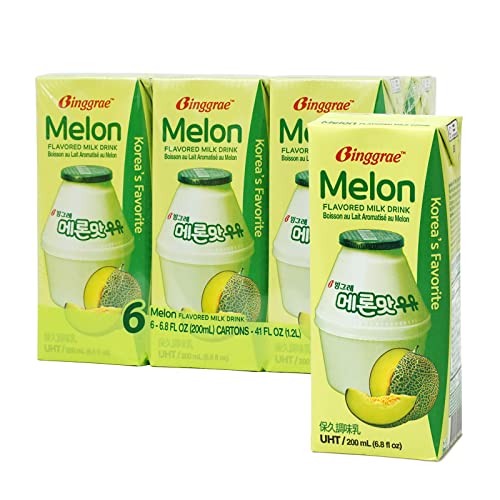 Binggrae Melon Flavored Milk - 6.8 Fl Oz (Pack of 6) - Melon - 6.8 Fl Oz (Pack of 6)