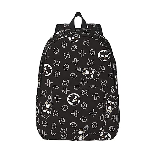 IOERNDBK Anime Bad Badtz Maru Backpack Canvas Couple Backpacks Kawaii Bags Unisex Travel Fitness Cute Daypack - Black - Medium
