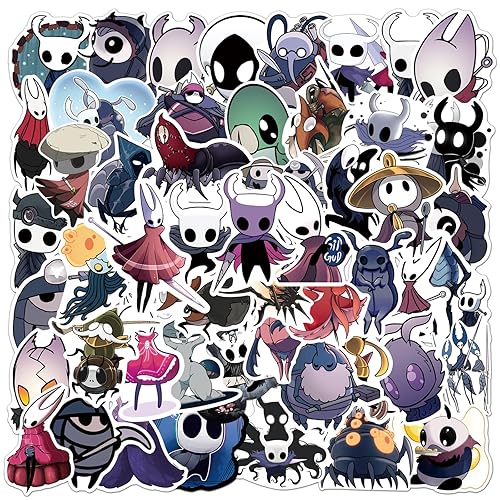 54pcs Hollow Knight for Kids Teens and Adults Hollownest Adventurous Game Stickers for Laptops Trackpads Keyboards Backpacks Skateboards Luggage Water Bottles Travel Case (Pink) - Pink