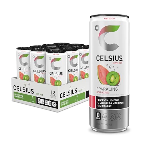 CELSIUS Sparkling Kiwi Guava, Functional Essential Energy Drink 12 Fl Oz (Pack of 12) - Sparkling Kiwi Guava