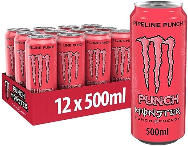 Monster Energy Pipeline Punch - koffeinhaltiger Energy Drink mit erfrischendem Punsch-Geschmack aus Maracuja, Orange und Guave - in praktischen Einweg Dosen (12 x 500 ml) - Maracuja - 500 ml (12er Pack)