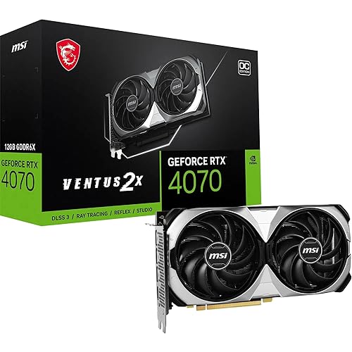 MSI GeForce RTX 4070 Ventus 2X 12G OC Grafikkarte - NVIDIA RTX 4070 GPU, 12GB GDDR6X (21Gbits / 192 bit), PCIe 4.0-2X TORX Fan 4.0 - HDMI 2.1a, DisplayPort 1.4a - GeForce RTX 4070 VENTUS 2X 12G OC