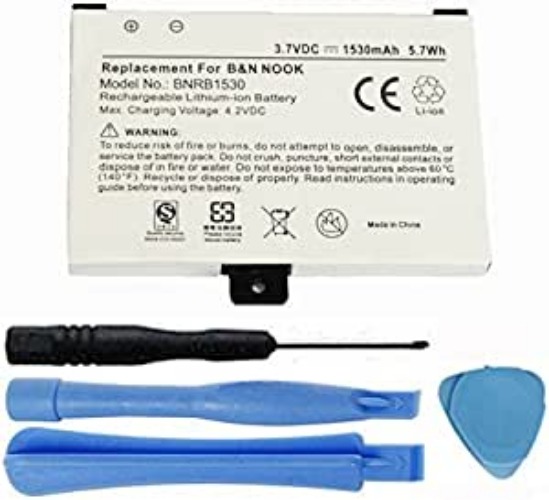 Replacement 1530mAh BNRZ1000, 9BS11GTFF10B3, BNRB454261, BNRB1530 Battery for Barnes & Noble Nook 1st Edition, Nook Classic, BNRV100, BNRZ100 Digital eReader with Installation Tools