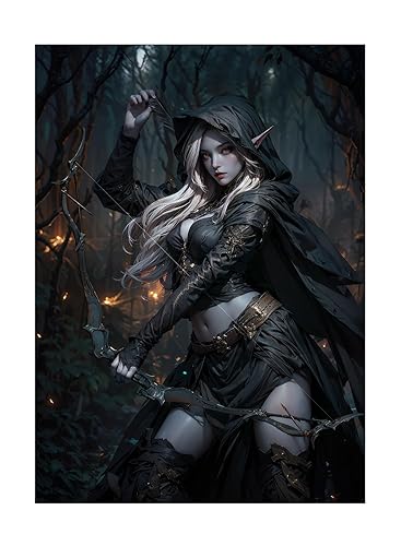 Katomula 100 PCS MTG Card Sleeves with 100 PCS Perfect Fit Sleeves, Art Matte Card Sleeves with Inner Sleeves - Fit Standard Size Cards - Dark Elven Archer