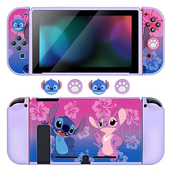 DLseego Schutzhülle Kompatibel mit Switch, Dockbare weiche TPU-Abdeckung mit 4 Daumengriffkappen, Kratzfeste Stoßdämpfung Zubehör für Switch Konsole&Joycons Controller,Kleine Monster