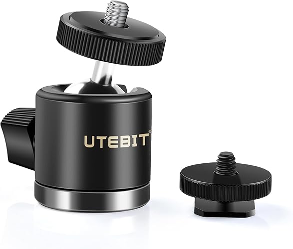 UTEBIT Mini Rotule Photo, Rotule de Fixation pour Appareil Photo Pivotante 360° avec Hot Shoe Mount Adaptateur Ball Head Mount, Adaptateur Support Appareil Photo/Micro/Flash pour Monopode, Trépied - 1Pcs - 20mm