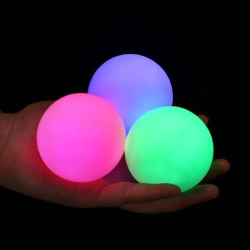 POITOI Juggling Balls Light Up Juggling Balls Glow in The Dark Juggling Balls USB Rechargeable Glowing Juggling Ball for Beginners and Professionals Set of 3 - Rainbow 3.2oz